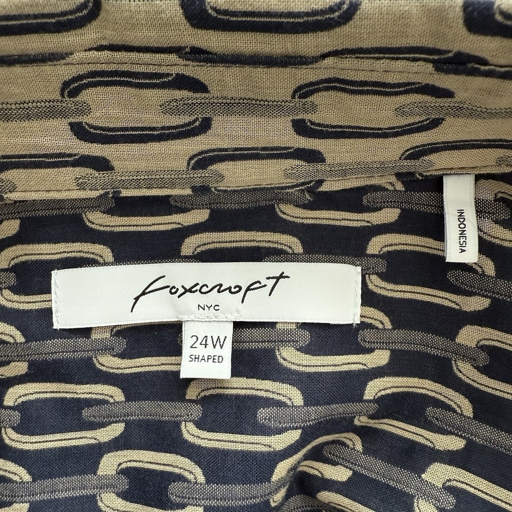 Foxcroft Taylor Stripe Chain Long Sleeve Button Up Womens Size 24W Bit & Bridle - Picture 6 of 8